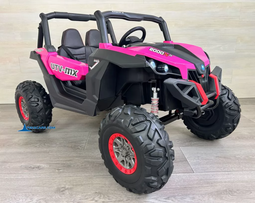 Coche electrico para niños Buggy UTV Rosa frontal izquierda