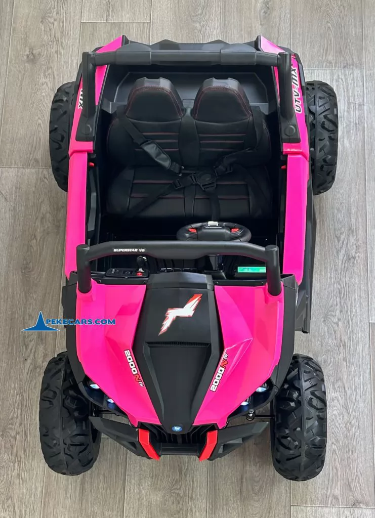 Coche electrico para niños Buggy UTV Rosa vista arriba