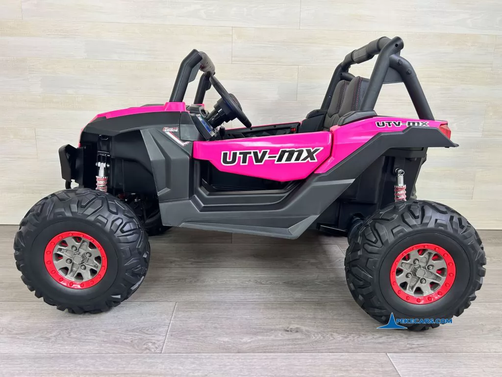 Coche electrico para niños Buggy UTV Rosa vista lateral