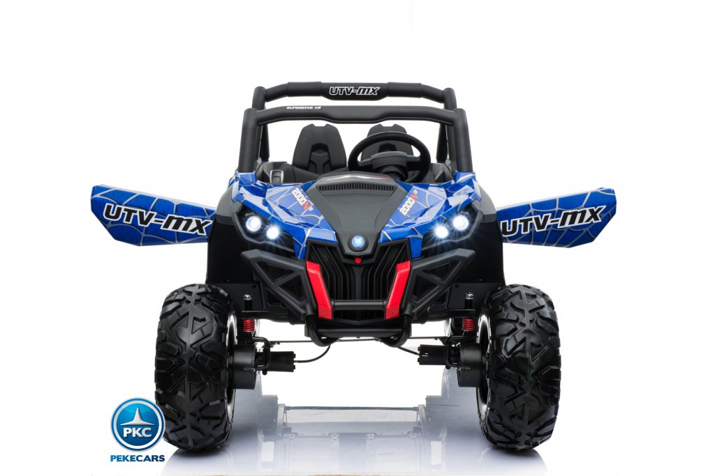 Coche electrico para niños Buggy UTV Azul Spider puertas abiertas
