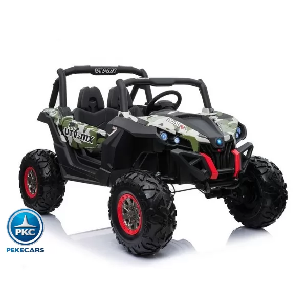 Coche electrico para niños Buggy UTV Verde Camuflaje perspectiva delantera