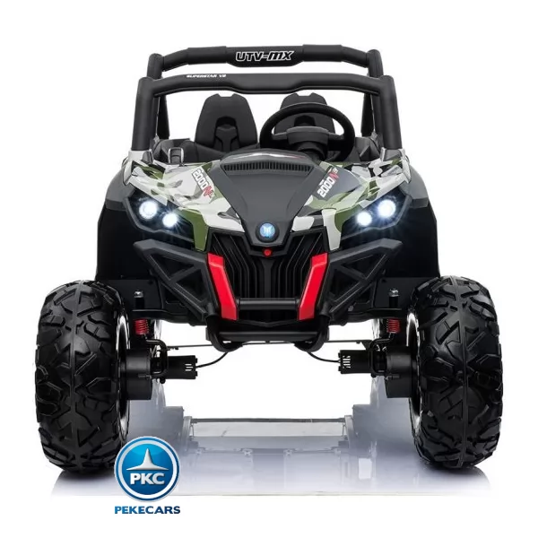 Coche electrico para niños Buggy UTV Verde Camuflaje parte delantera