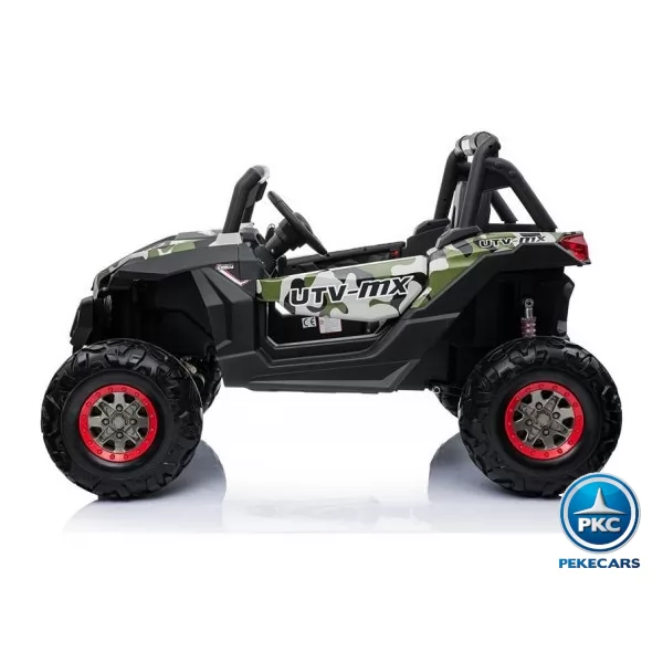 Coche electrico para niños Buggy UTV Verde Camuflaje lateral