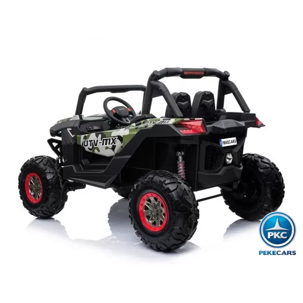 Coche electrico para niños Buggy UTV Verde Camuflaje perspectiva trasera