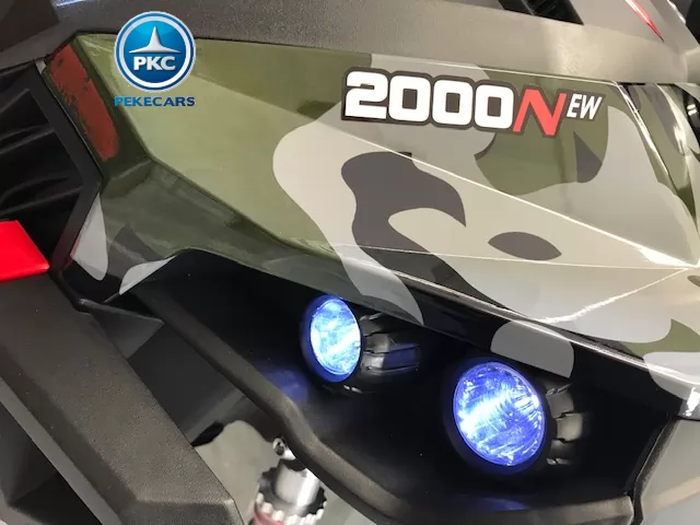 Coche electrico para niños Buggy UTV Verde Camuflaje detalle faro