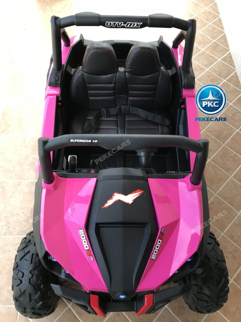 Coche electrico para niños Buggy UTV Rosa barras