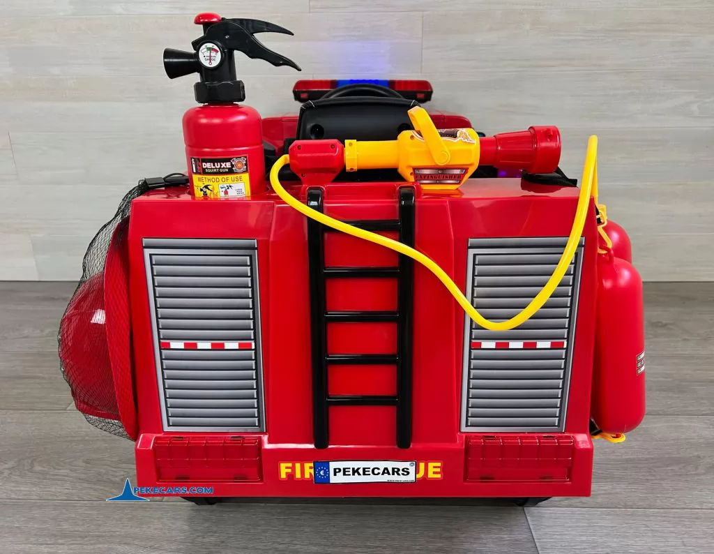 Camion de bomberos infantil de 1 plaza Rojo parte trasera manguera