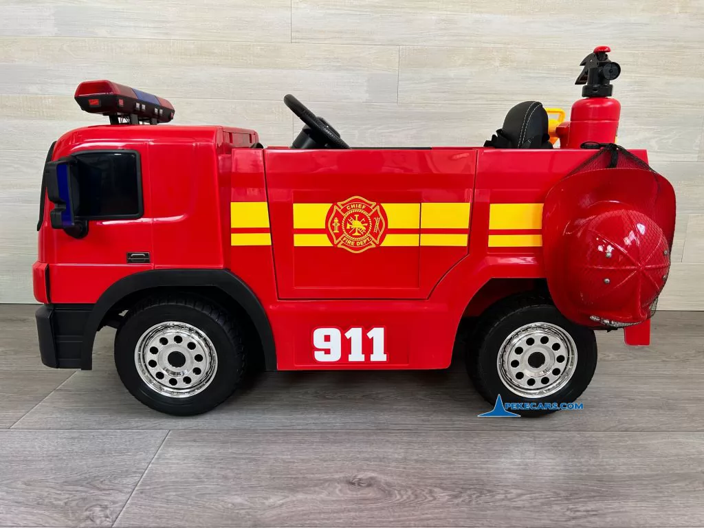 Camion de bomberos infantil de 1 plaza Rojo vista lateral
