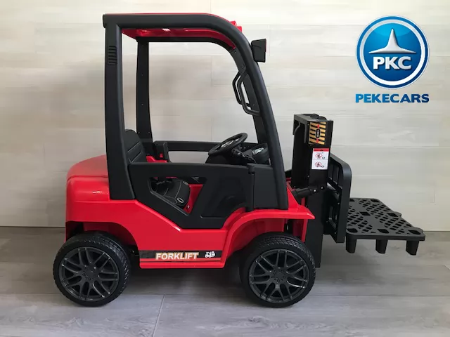 Carretilla Elevadora 12V 2.4G Rojo vista lateral derecha