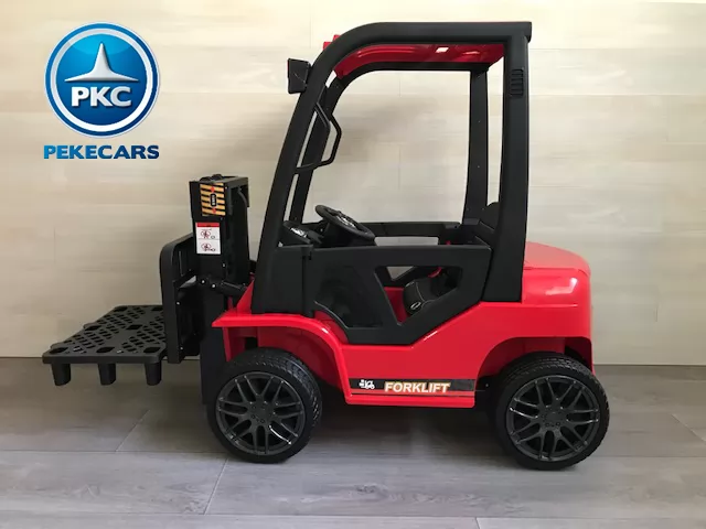 Carretilla Elevadora 12V 2.4G Rojo vista lateral