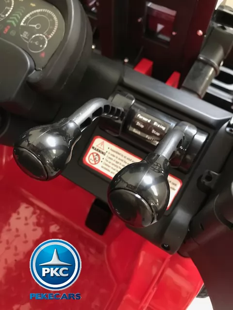 Carretilla Elevadora 12V 2.4G Rojo vista palancas de marcha y manejo de horquilla