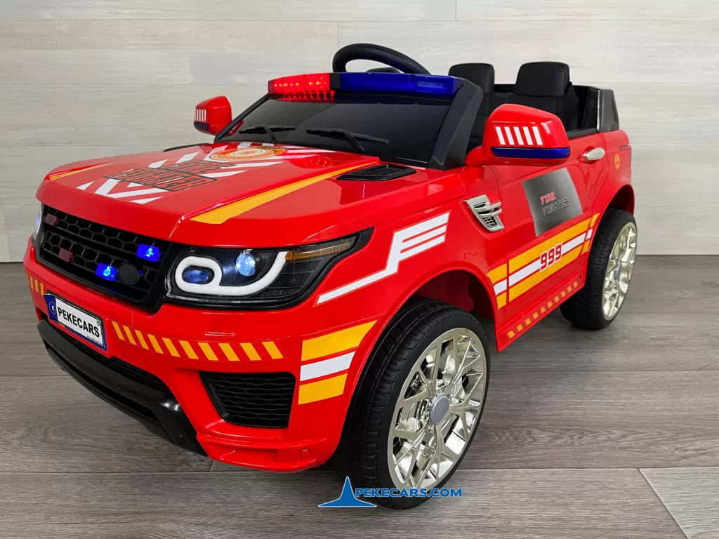 coche electrico niños bomberos rojo vista derecha