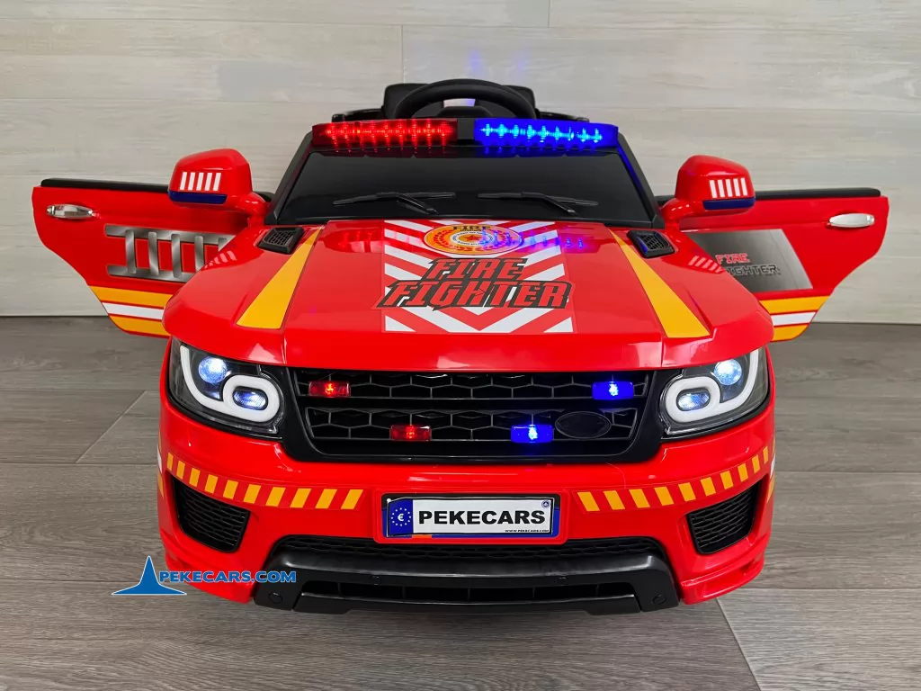 coches electricos para niños bomberos rojo puertas abiertas