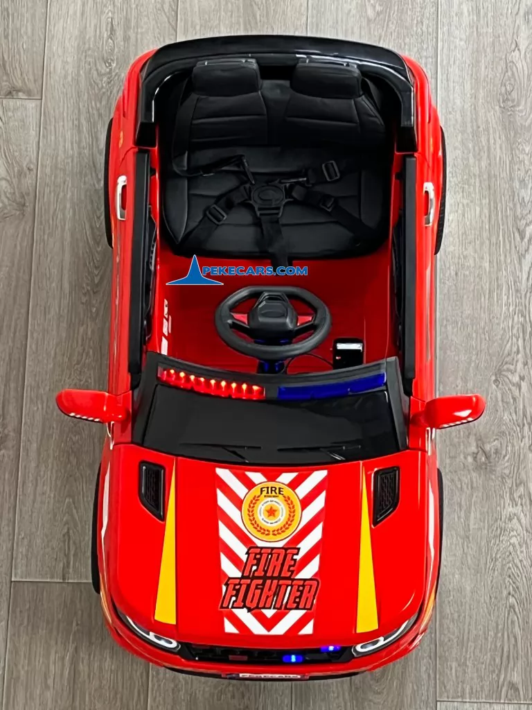 bomberos rojo coches electricos niños vista cenital