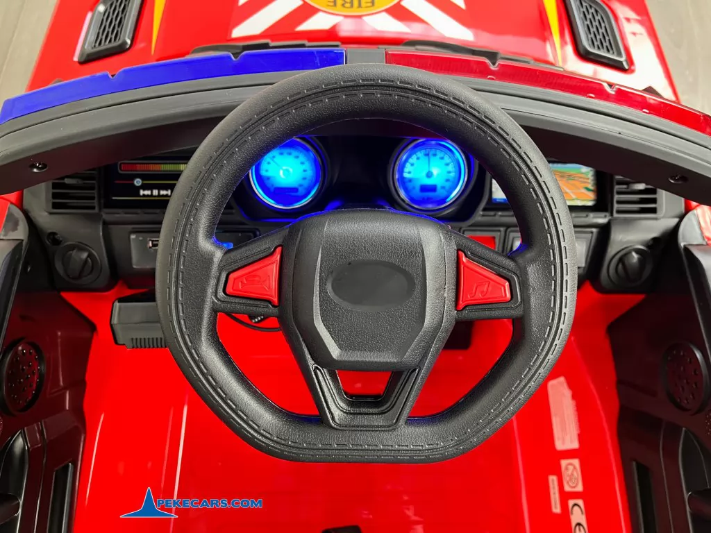 bomberos rojo coche electrico niños volante