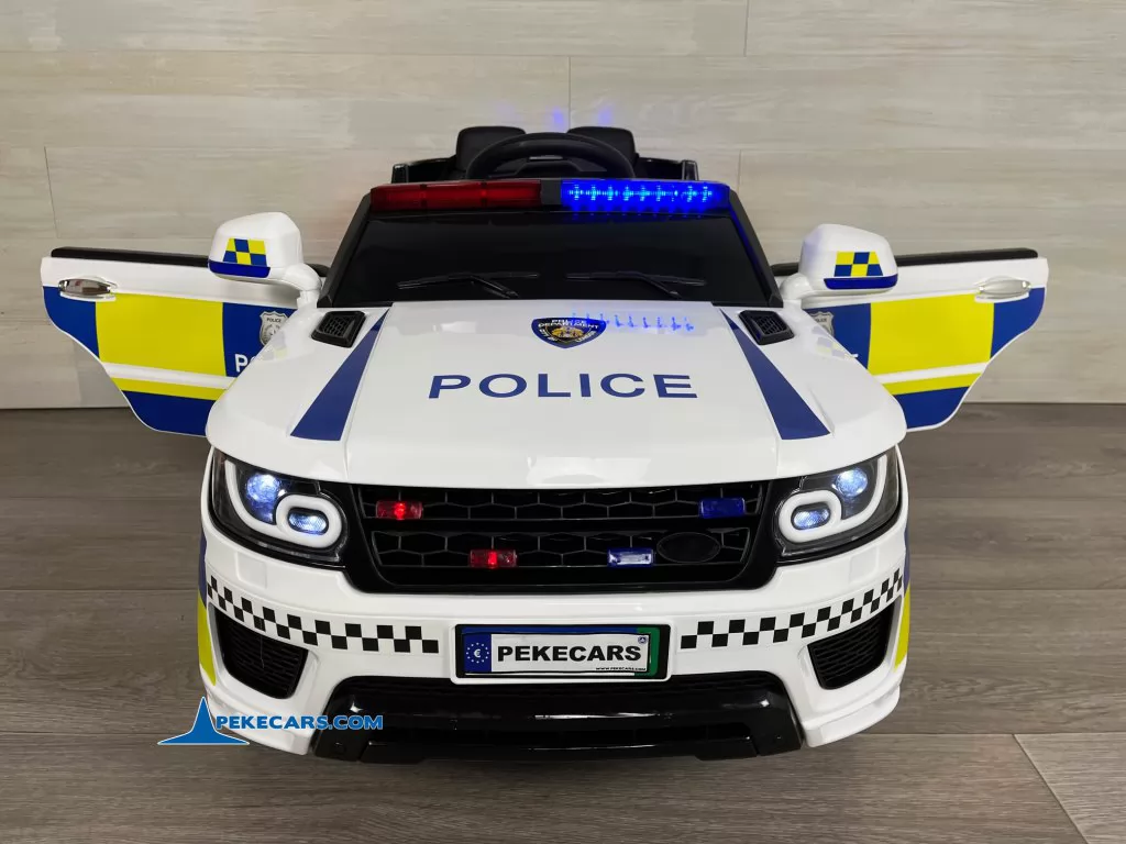 coches electricos para niños policia blanco puertas abiertas