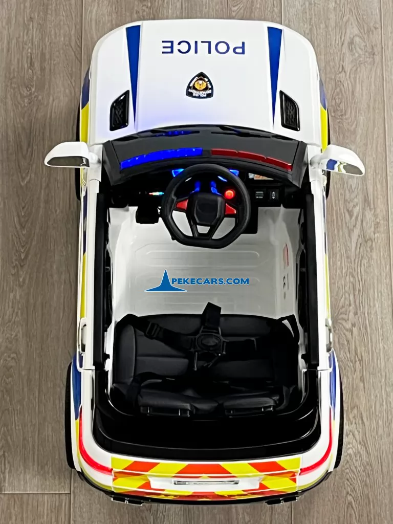 policia blanco coches electricos para niños vista cenital