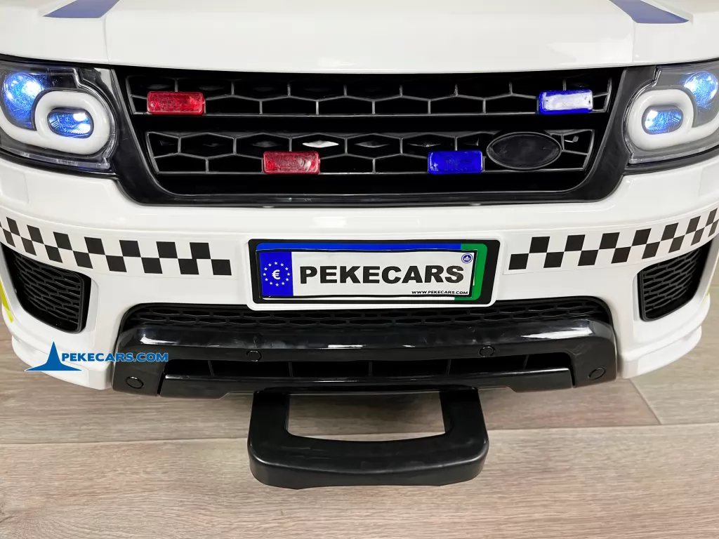 policia blanco coches para niños vista enganche frontal