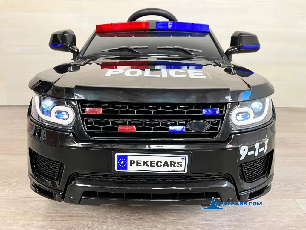 coches electricos niños policia negro vista frontal