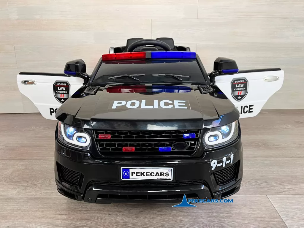 coches electricos para niños policia negro puertas abiertas