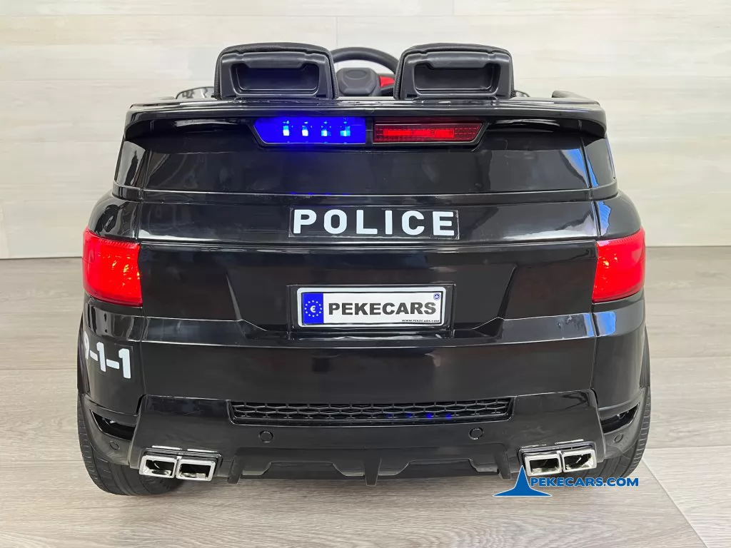 policia negro coche electrico niños vista trasera