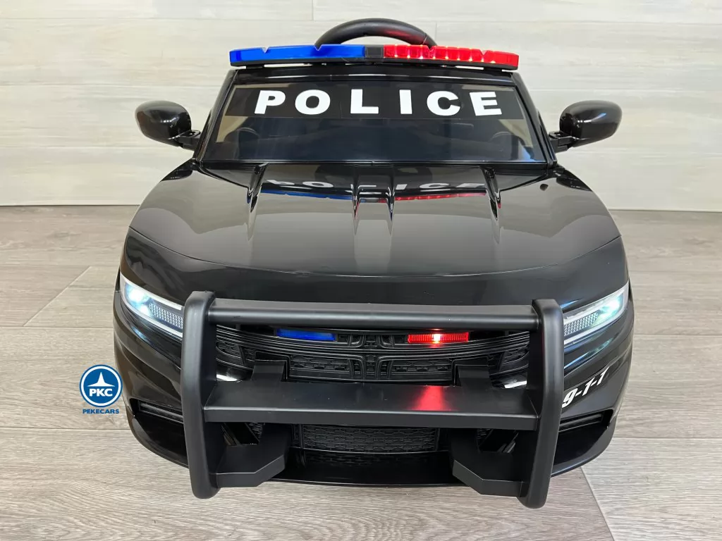 coche para niños de policia negro