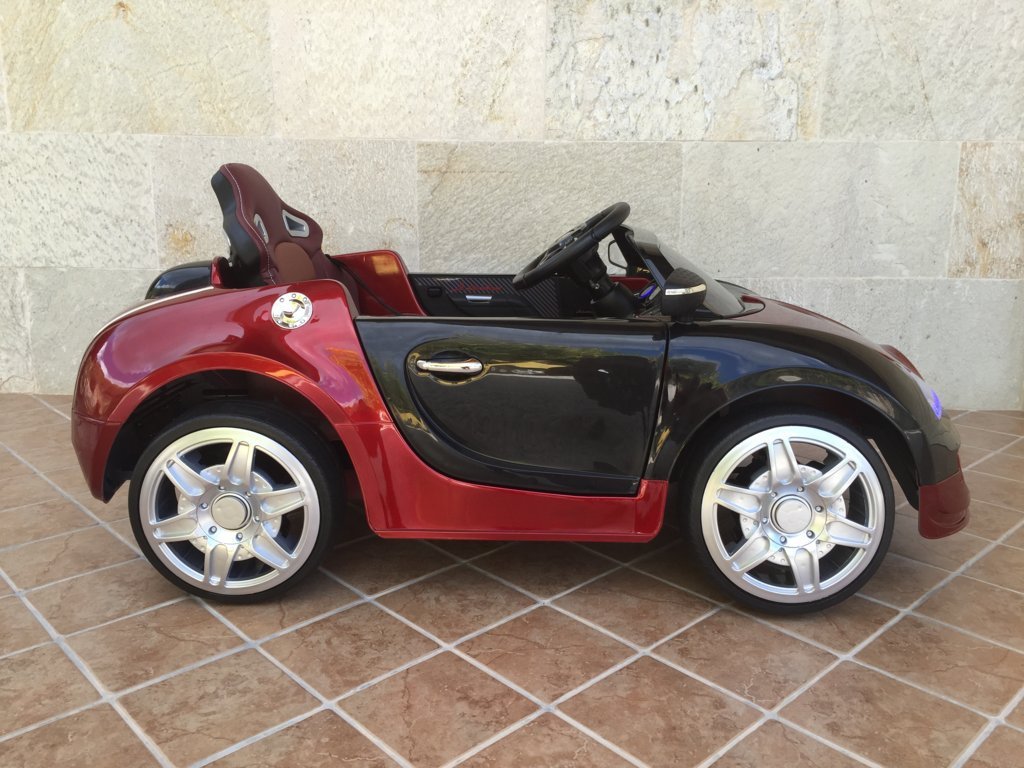 Coche electrico para niños Bugatti Veyron Style Burdeos Metalizado visto de lado