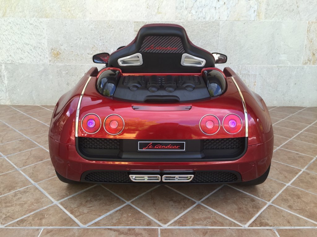 Coche electrico para niños Bugatti Veyron Style Burdeos Metalizado vista trasera