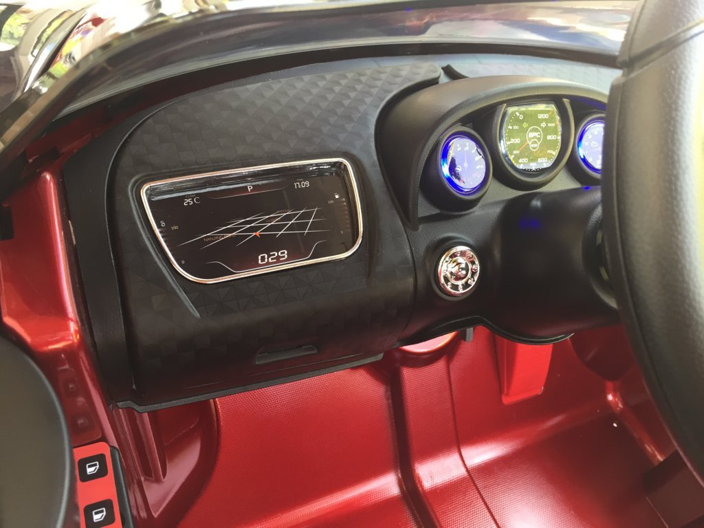 Coche electrico para niños Bugatti Veyron Style Burdeos Metalizado salpicadero iluminado