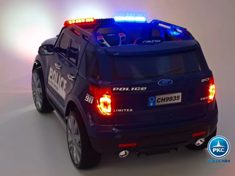 Coche electrico de policia para niños Negro luces atras