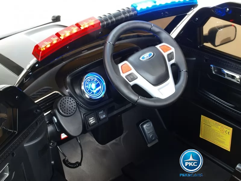 Coche electrico de policia para niños Negro salpicadero