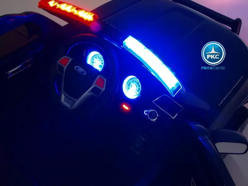 Coche electrico de policia para niños Negro luces sirena