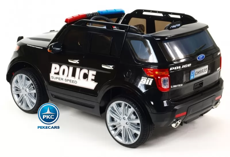 Coche electrico de policia para niños Negro perspectiva