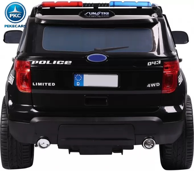 Coche electrico de policia para niños Negro atras