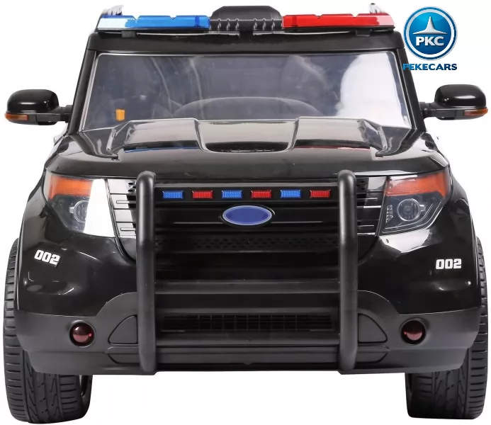 Coche electrico de policia para niños Negro delante