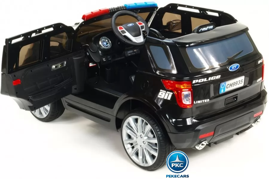 Coche electrico de policia para niños Negro puerta