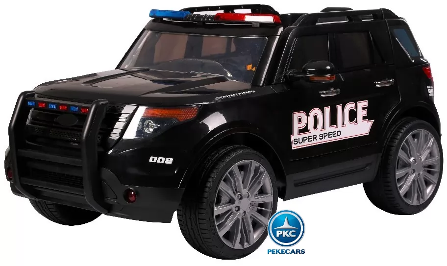Coche electrico de policia para niños Negro de lado