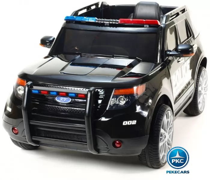 Coche electrico de policia para niños Negro parabrisas