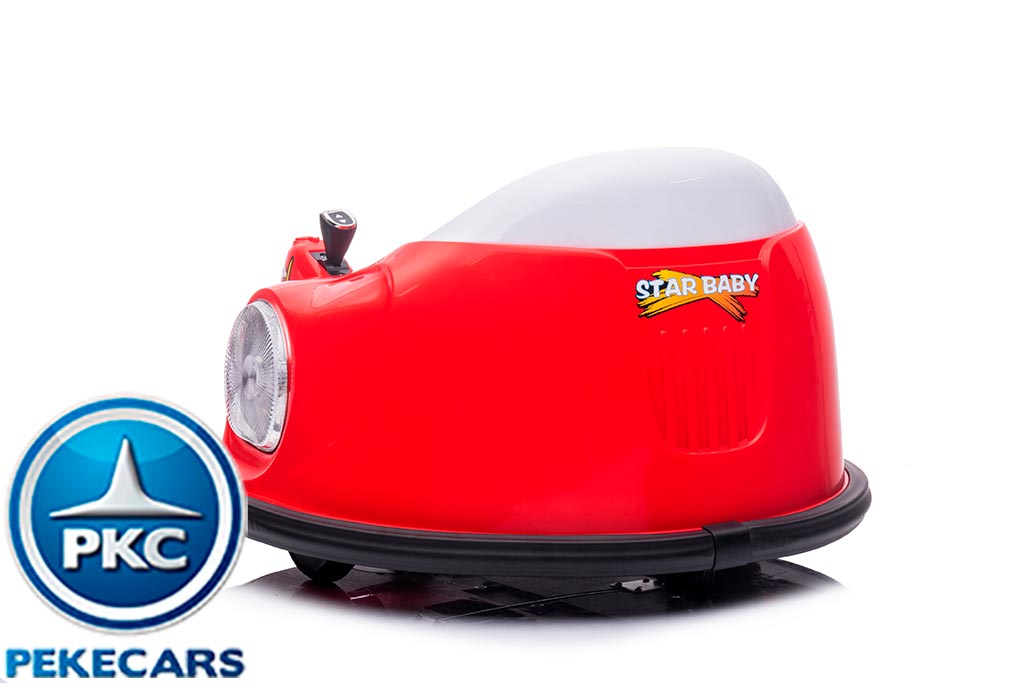 Coche de choque eléctrico autogiro rojo vista de lado trasero