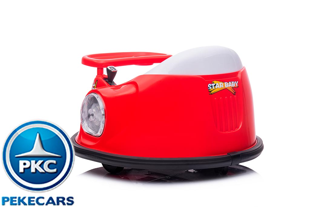 Coche de choque eléctrico autogiro rojo vista lateral