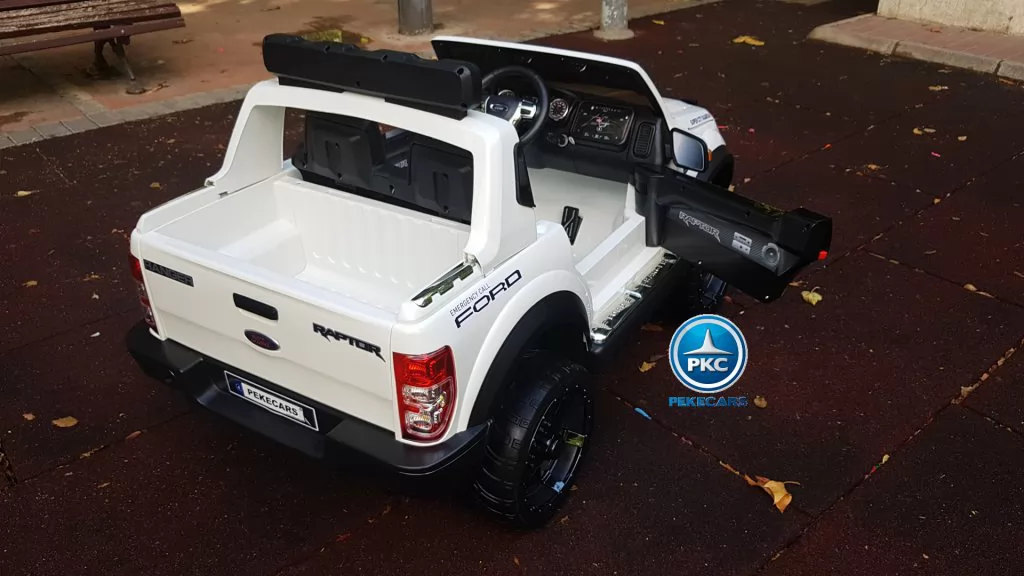 Todoterreno electrico infantil Ford Ranger MP4 Blanco maletero