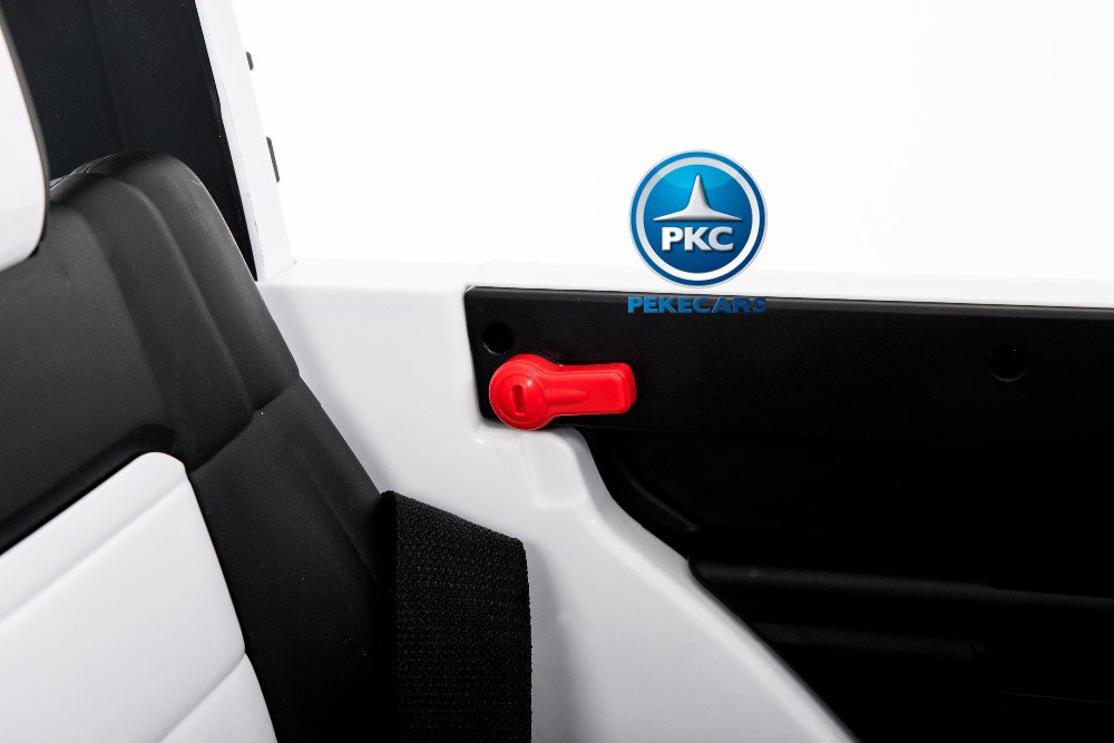 Coche electrico infantil Jeep Happer MP4 Blanco pestillos de seguridad