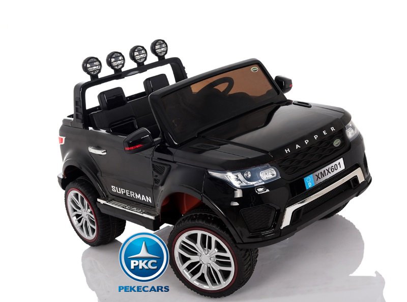 Coche electrico infantil Jeep Happer MP4 Negro + Bateria Extra en carretera