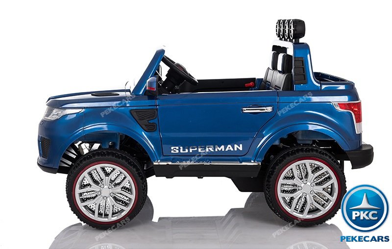 Coche electrico para niños Jeep Happer MP4 Azul Metalizado vista lateral