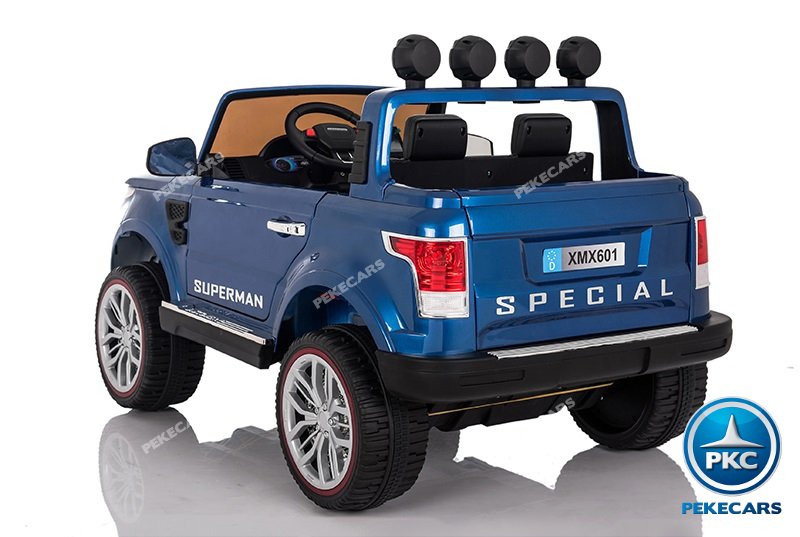 Coche electrico infantil Jeep Happer MP4 Azul Metalizado ruedas de caucho antipinchazos