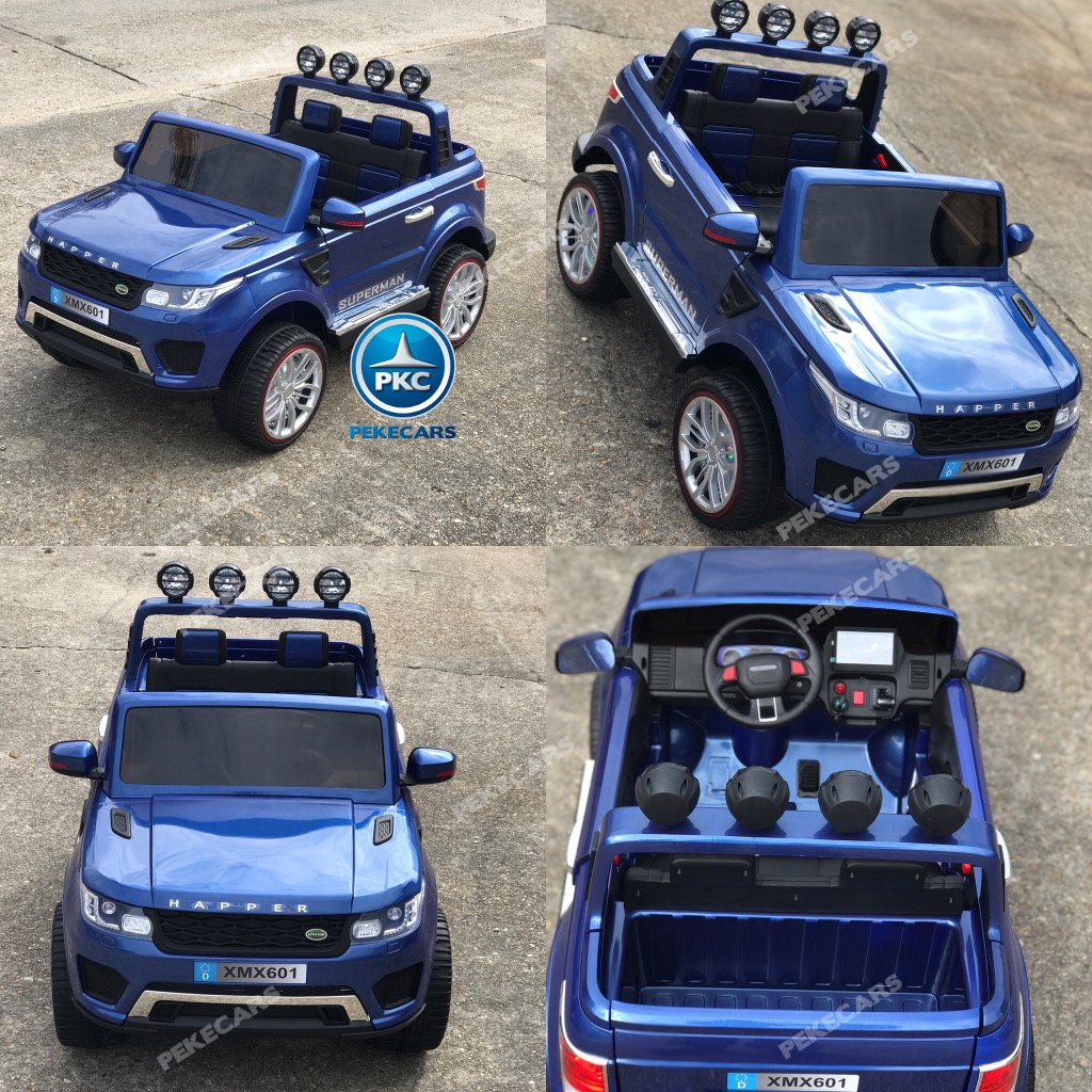 Coche electrico para niños Jeep Happer MP4 Azul Metalizado