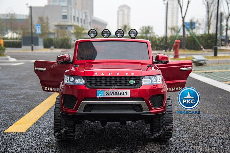 Coche electrico para niños Jeep Happer MP4 Rojo Metalizado vista frontal