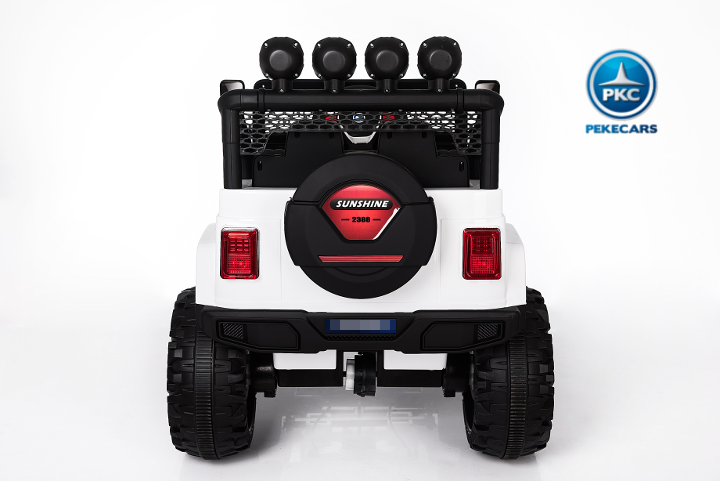 Coche electrico para niños Monster Jeep Blanco vista trasera