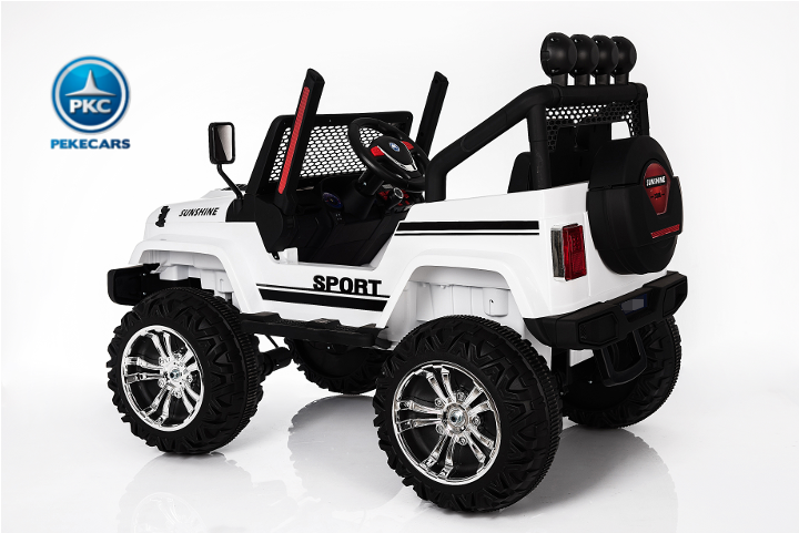 Coche electrico para niños Monster Jeep Blanco vista lateral