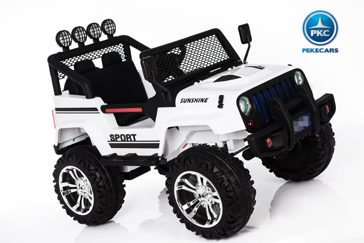 Coche electrico para niños Monster Jeep Blanco vista de lado